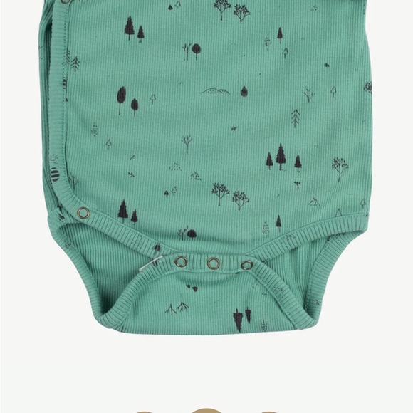 Red Caribou - THE WOODS' MALACHITE GREEN RIB ONESIE - 9-12m organic pima cotton - Picture 3 of 8